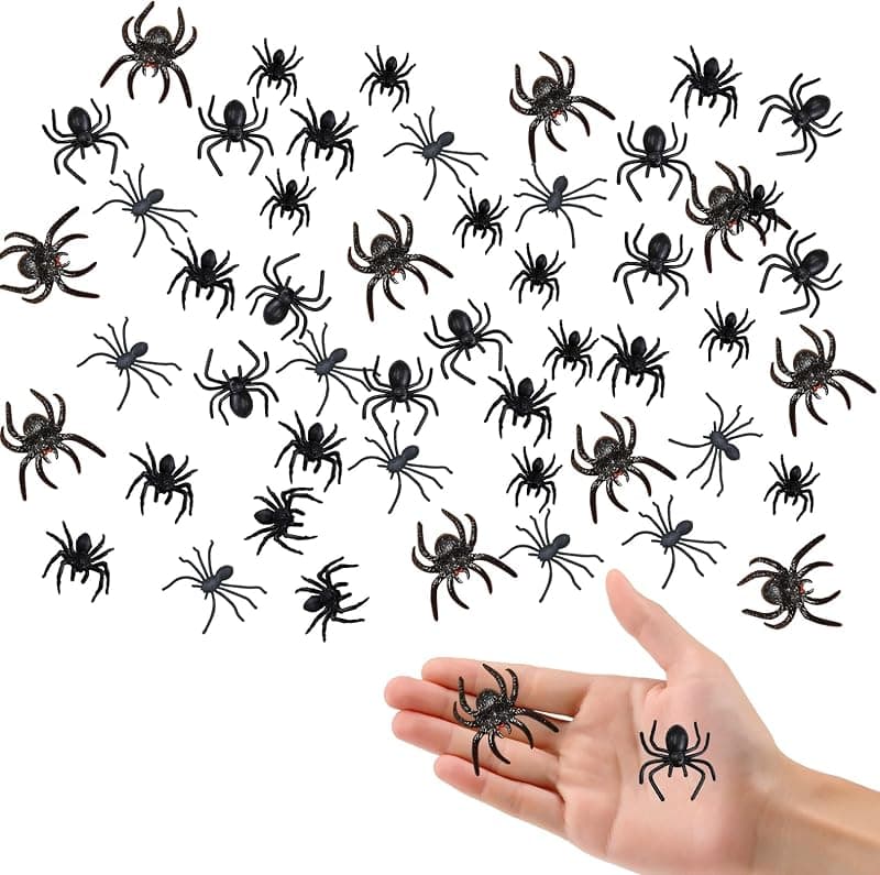 Lot de 50 araignées en plastique effrayantes