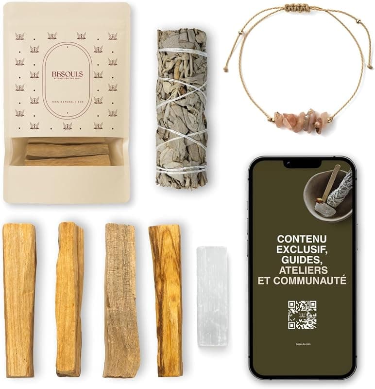 Coffret rituel de nettoyage énergétique — Palo Santo, sauge blanche, sélénite et bracelet