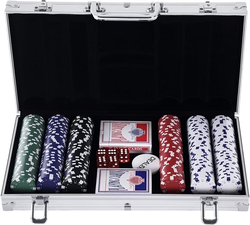 HOMCOM — Coffret de poker complet 300 jetons mallette aluminium