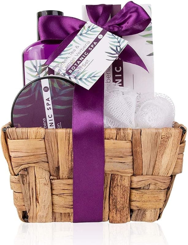 Accentra — Kit soins Botanic SPA en corbeille (gel douche, sel de bain, lotion, éponge)
