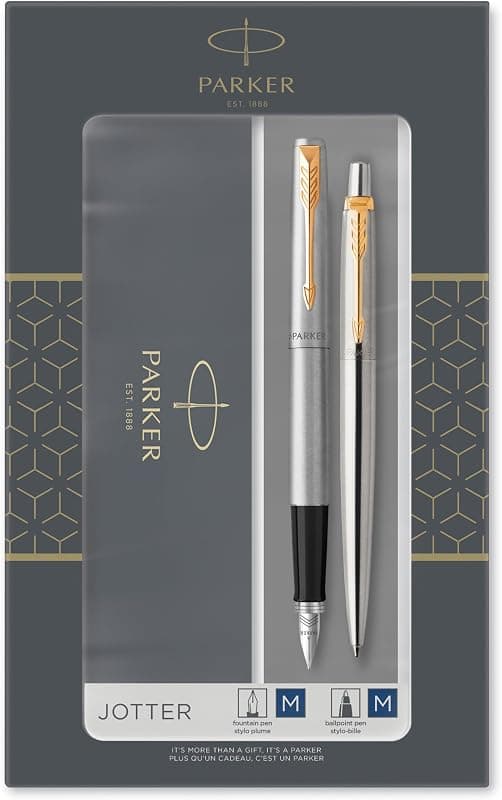 Parker — Coffret Jotter Duo Stylo Bille & Stylo Plume Acier Or