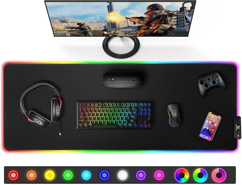 Grand Tapis de Souris RGB Gaming 12 Modes LED