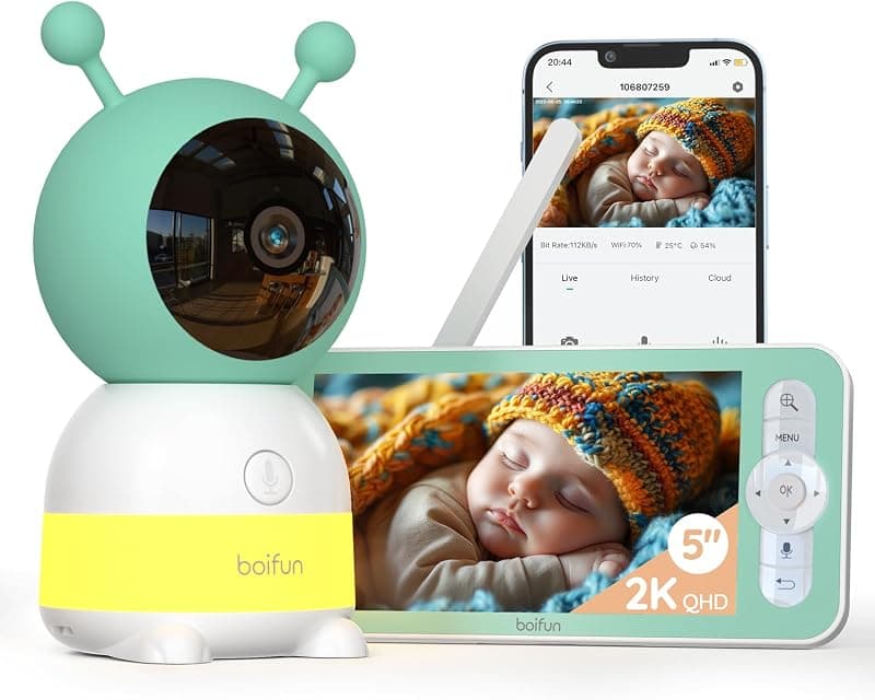 Boifun — Babyphone Vidéo 2K PTZ 360° avec Veilleuse