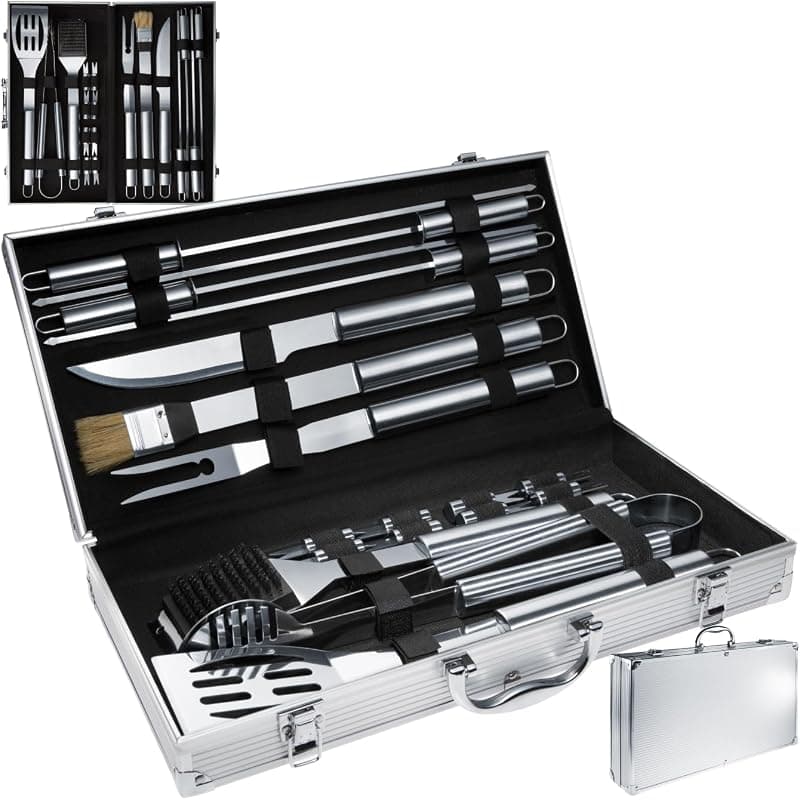 tectake — Mallette barbecue 18 pièces inox