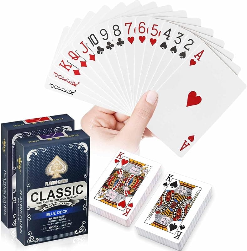 Duo de cartes plastique imperméables professionnelles Rouge & Bleu