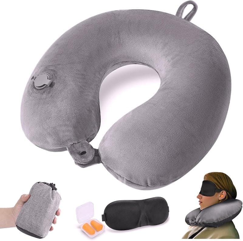 JetsCush — Coussin de Voyage Gonflable avec Masque et Bouchons