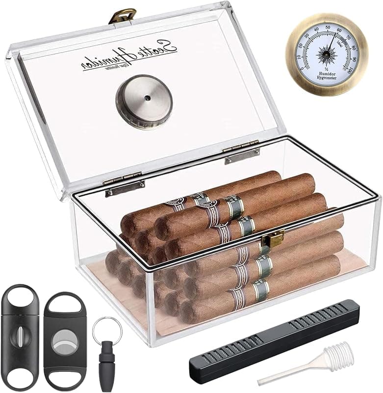 Humidor Acrylique avec Humidificateur & Hygromètre