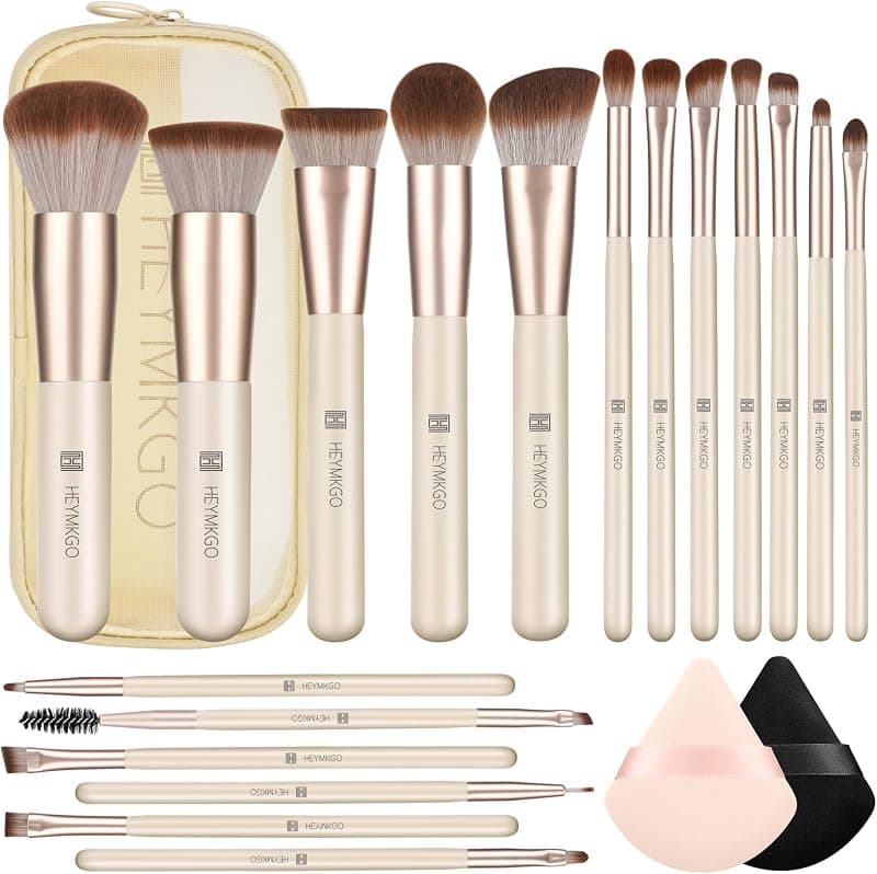 HEYMKGO — Kit 18 Pinceaux de Maquillage Professionnels avec Trousse