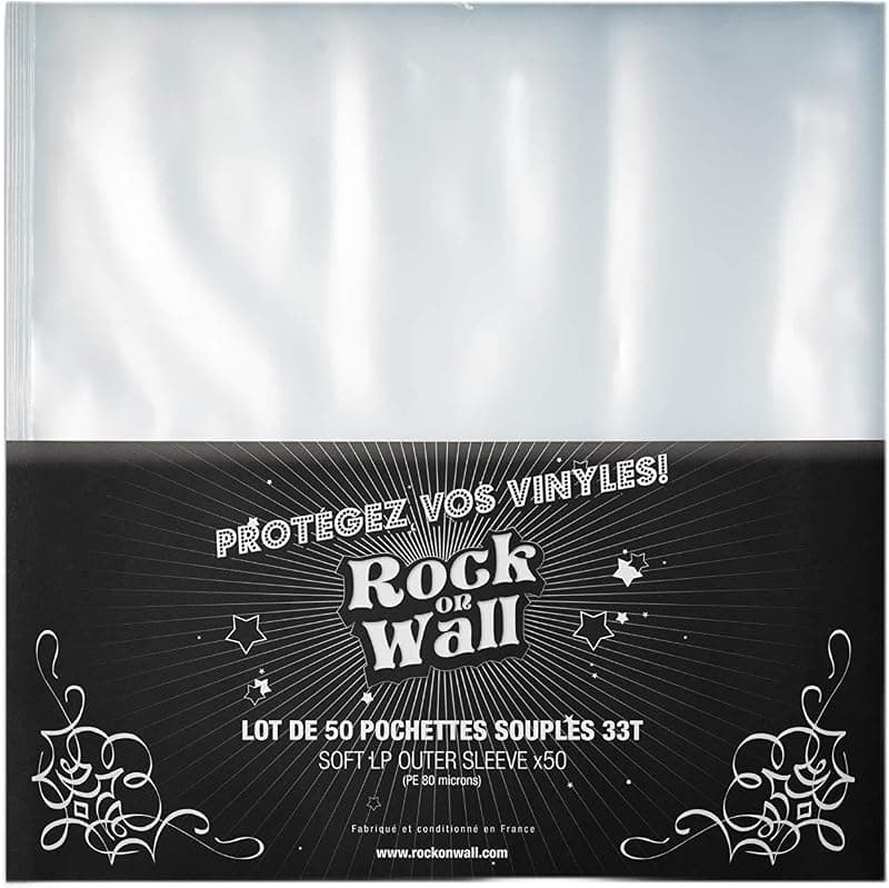 Rock On Wall — Pochettes de protection pour vinyles 33 tours, lot de 50