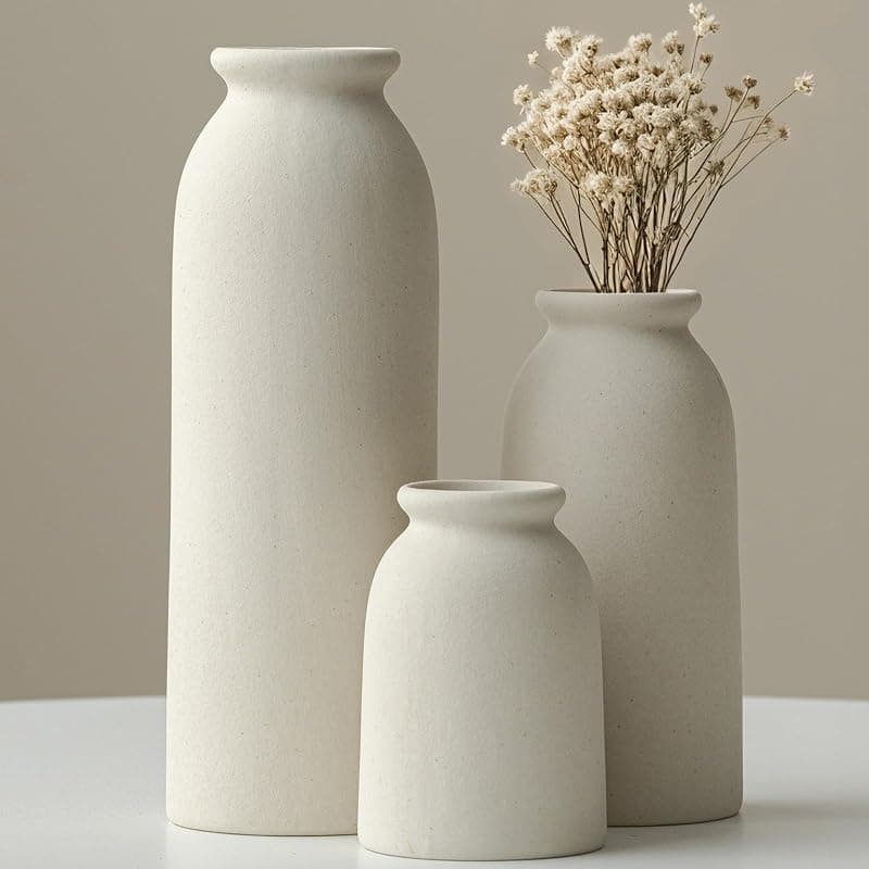 Trio de vases en céramique — Orange, jaune et blanc