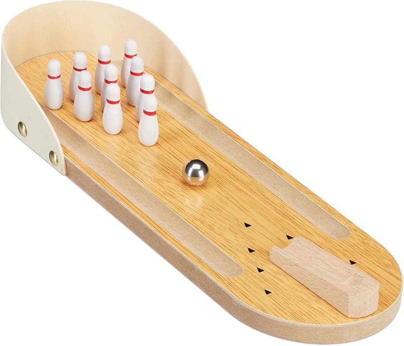 Relaxdays — Bowling de table en bois naturel