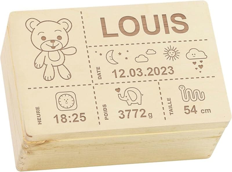 LAUBLUST — Boîte à souvenirs bébé personnalisée en bois
