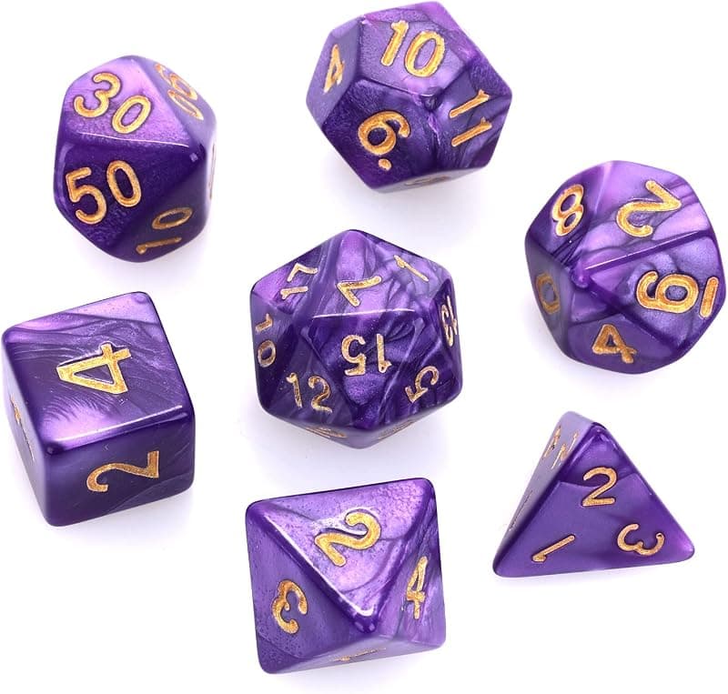 Abeillo — Set de 7 dés DND nébuleuse violette