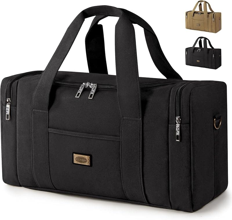 Sac de voyage vintage en cuir et toile 38L