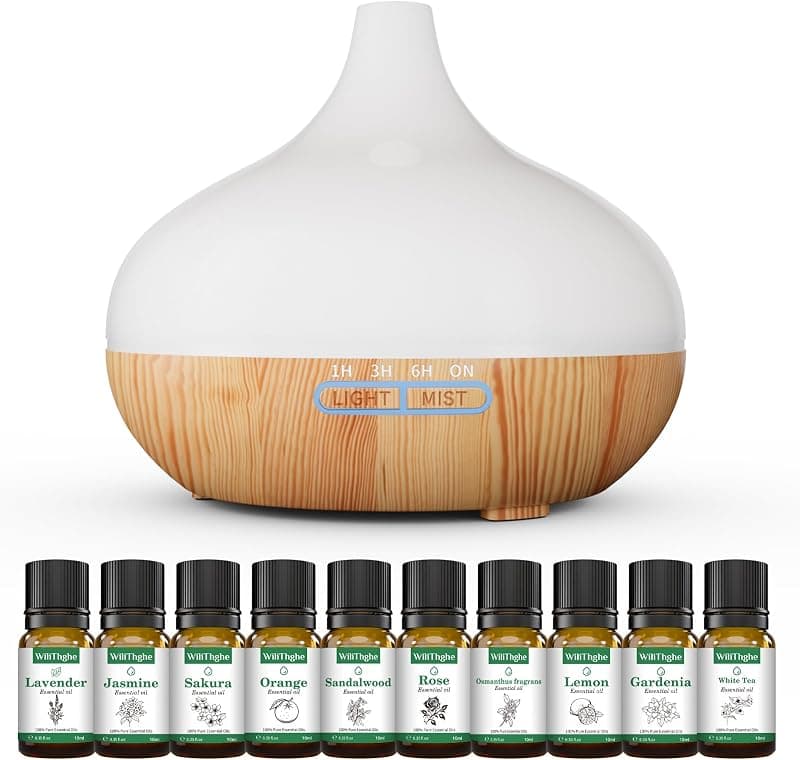 Diffuseur d'huiles essentielles 500 ml avec télécommande et LED