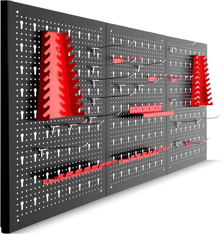 tectake — Panneau mural perforé système de rangement 3 panneaux