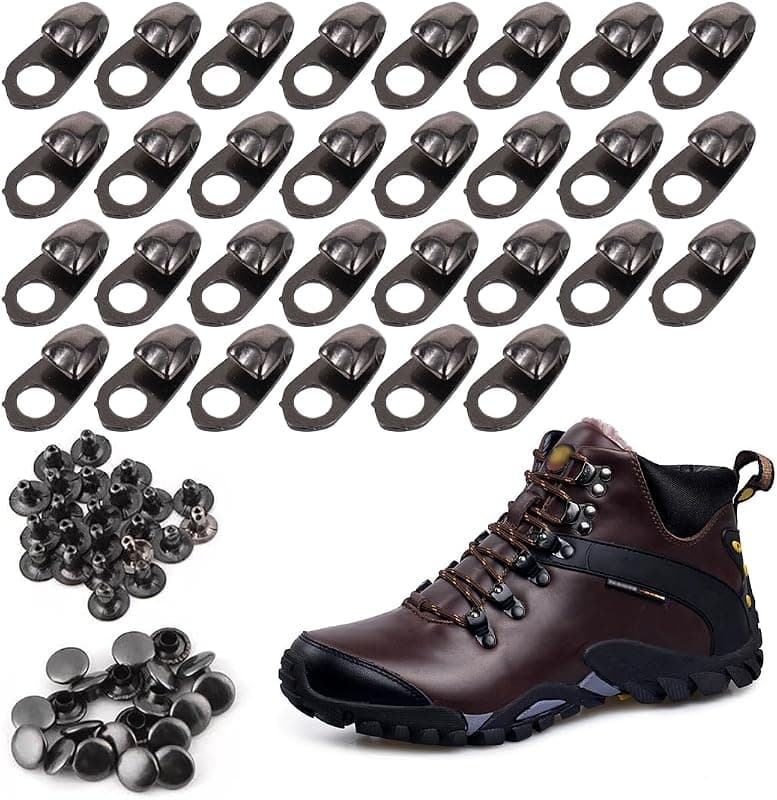Crochets à lacets avec rivets pour chaussures de randonnée et escalade — Lot de 30