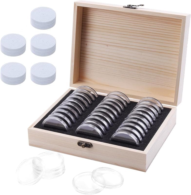 Kyrio — Lot de 30 Boîtes à Pièces en Bois avec Capsules Plastique