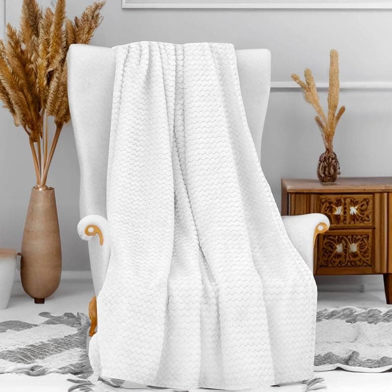 Soleil d'Ocre — Plaid microfibre Cocooning écru