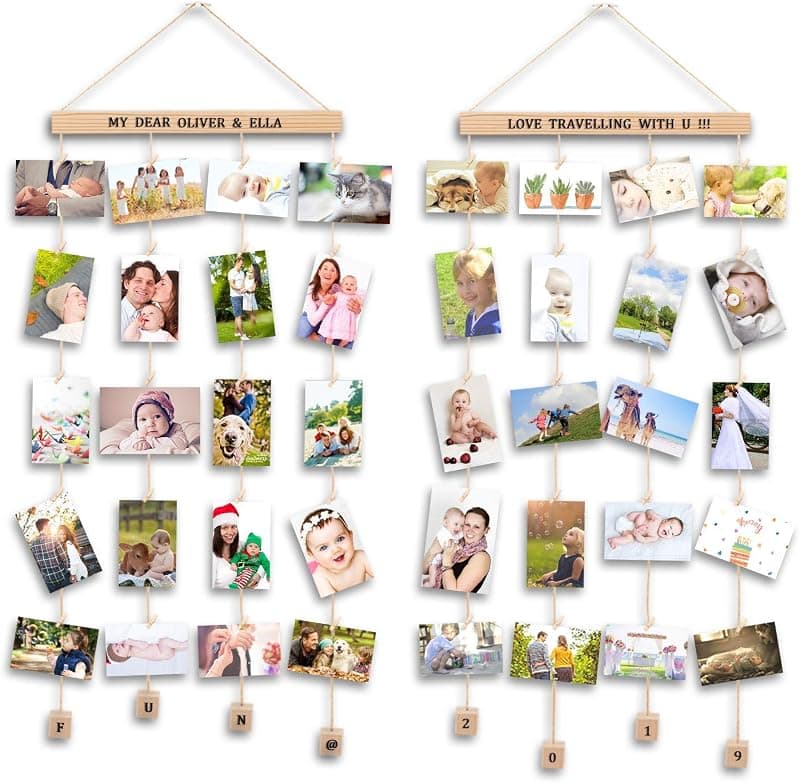 Uping — Lot de 2 cadres photo mural pêle-mêle avec pinces et stickers