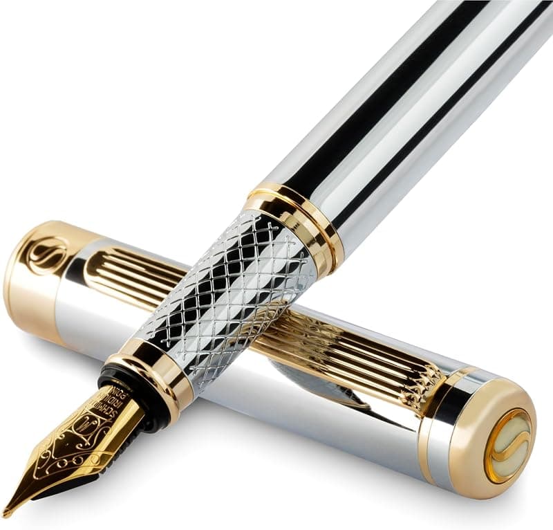 Scriveiner — Stylo plume finition chromée et dorée