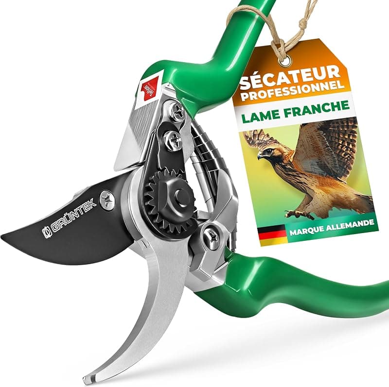 GRÜNTEK — Sécateur Professionnel Lame Franche Acier Japonais