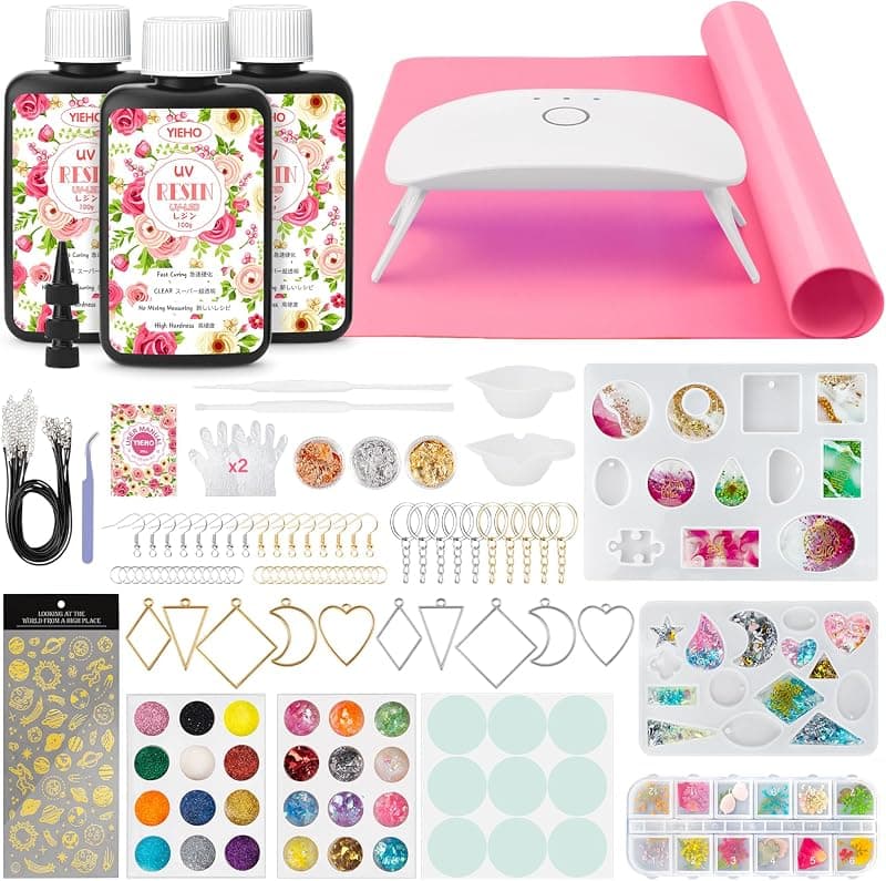 YIEHO — Kit complet de résine UV pour bijoux, avec lampe