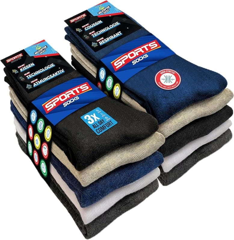 Lot de 10 paires de chaussettes hautes sport homme