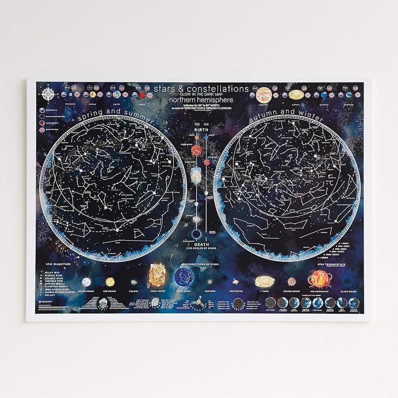 Carte des étoiles et constellations phosphorescentes