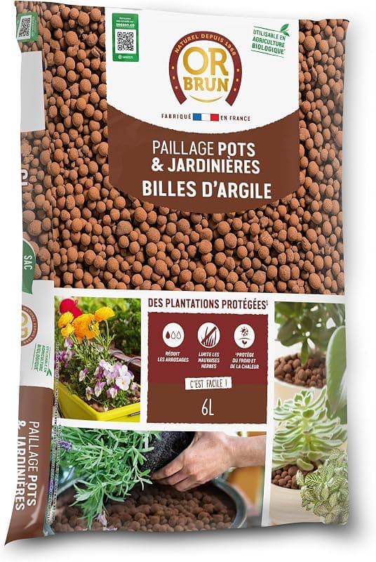 OR BRUN — Billes d'argile drainage & humidité 6 L