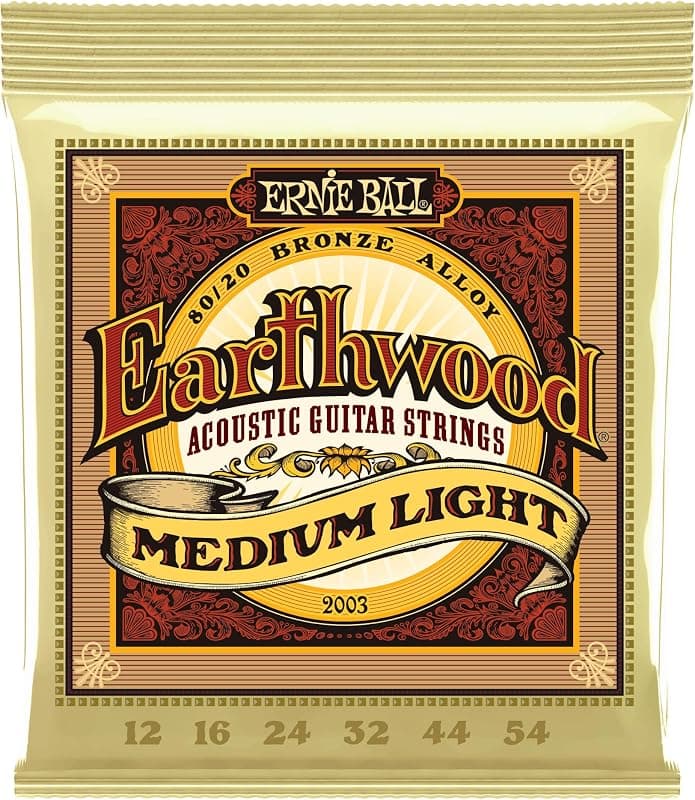 Ernie Ball Earthwood Cordes moyennes légères Bronze 80/20, pour guitare acoustique, calibre 12-54