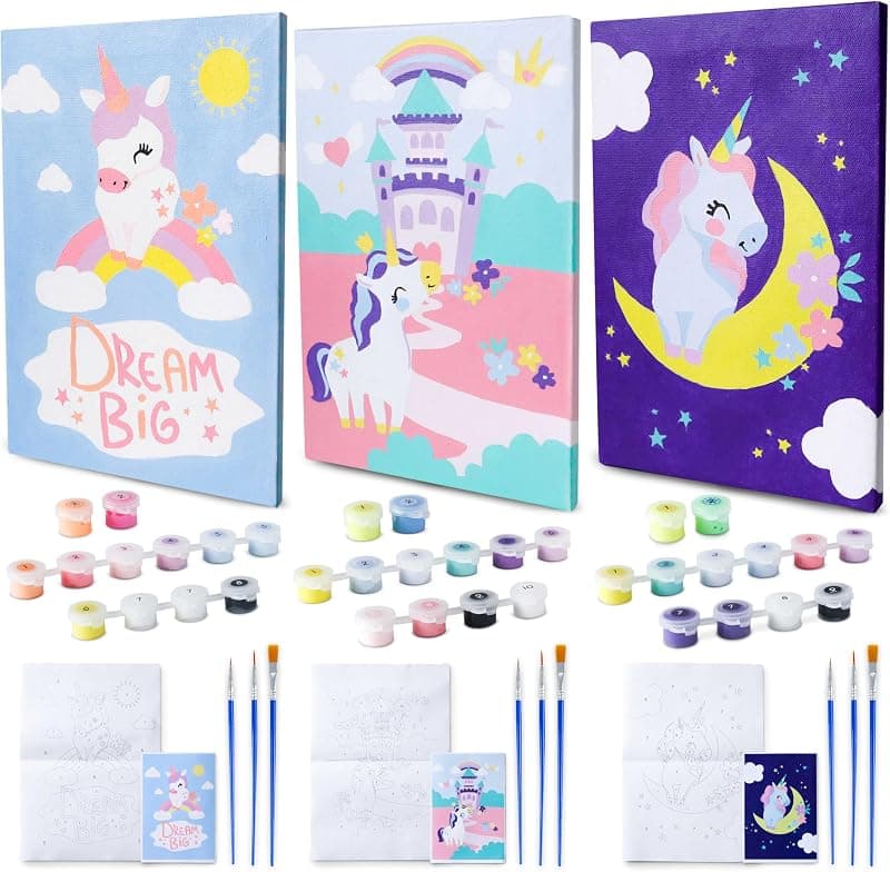 BONNYCO — Kit peinture par numéros Licornes, lot de 3 toiles