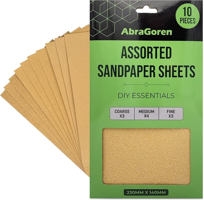 Lot de 10 feuilles de papier de verre grains assortis