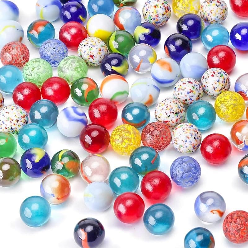 Lot de 80 billes en verre multicolores