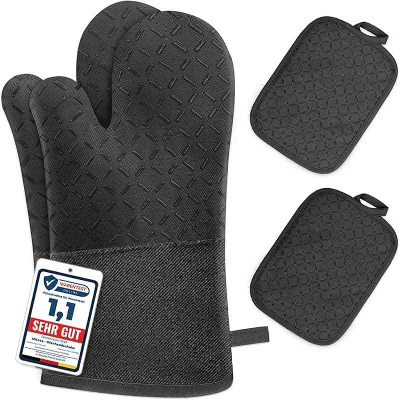 Maniques Silicone Antidérapantes avec Doublure Coton (lot de 2)
