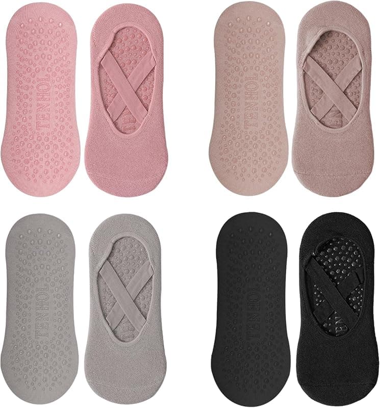 Chaussettes de yoga antidérapantes (4 paires)