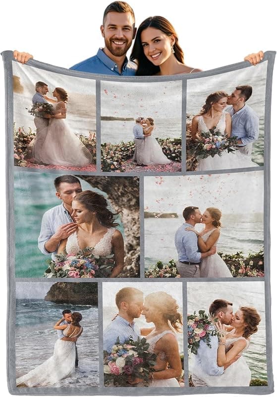 Plaid Personnalisé avec Photos et Texte