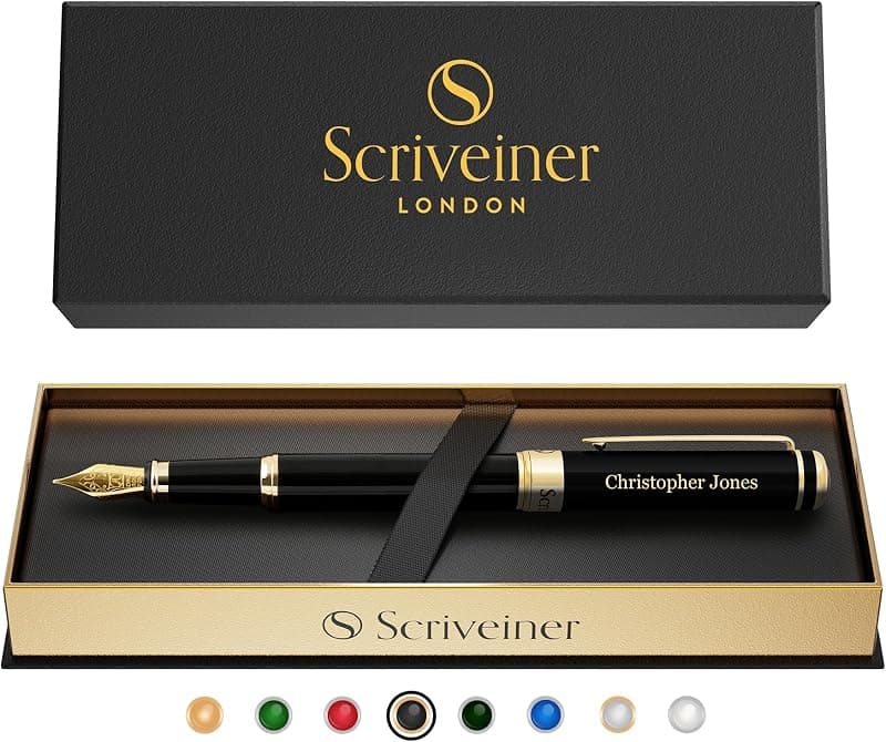 Scriveiner — Stylo Plume de Luxe Laqué Noir Plaqué Or