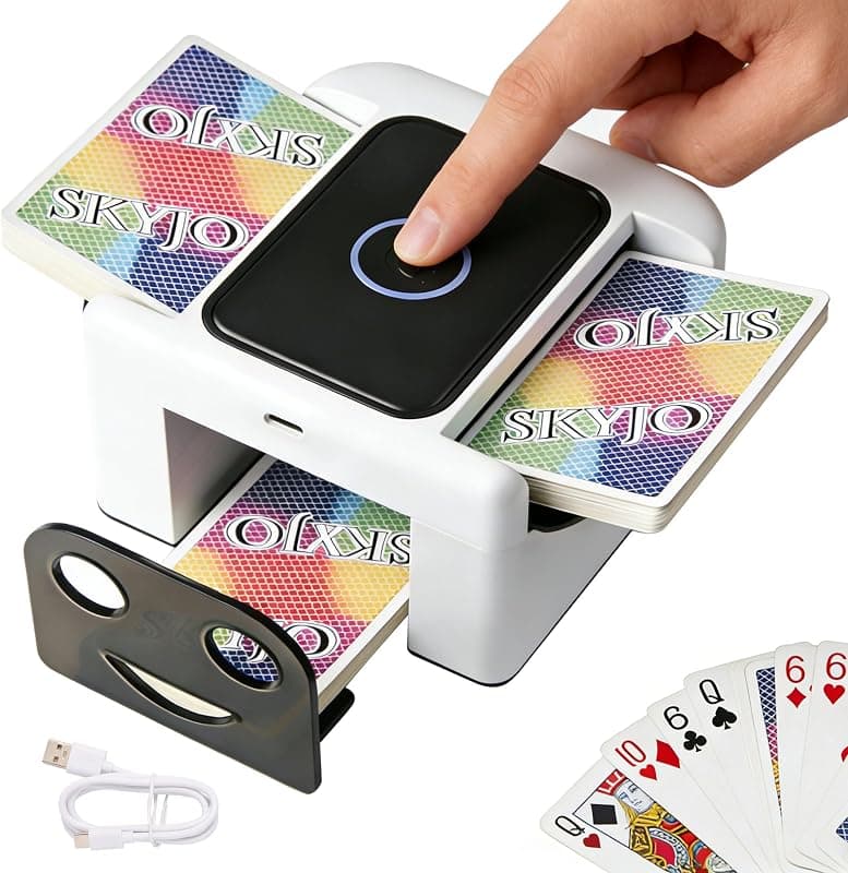 Mélangeur de cartes automatique rechargeable USB-C 2 plateaux