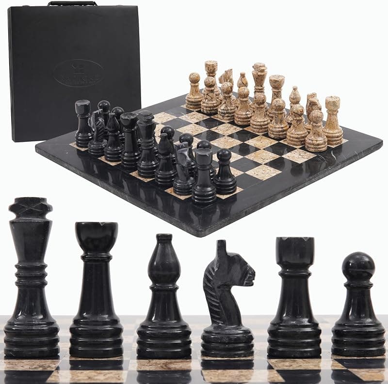 Jeu d'échecs en marbre fait main 15 pouces