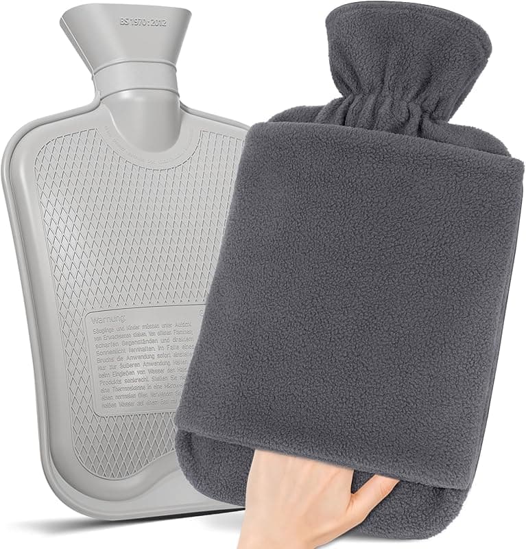 Bouillotte 2L avec housse et poche kangourou — gris