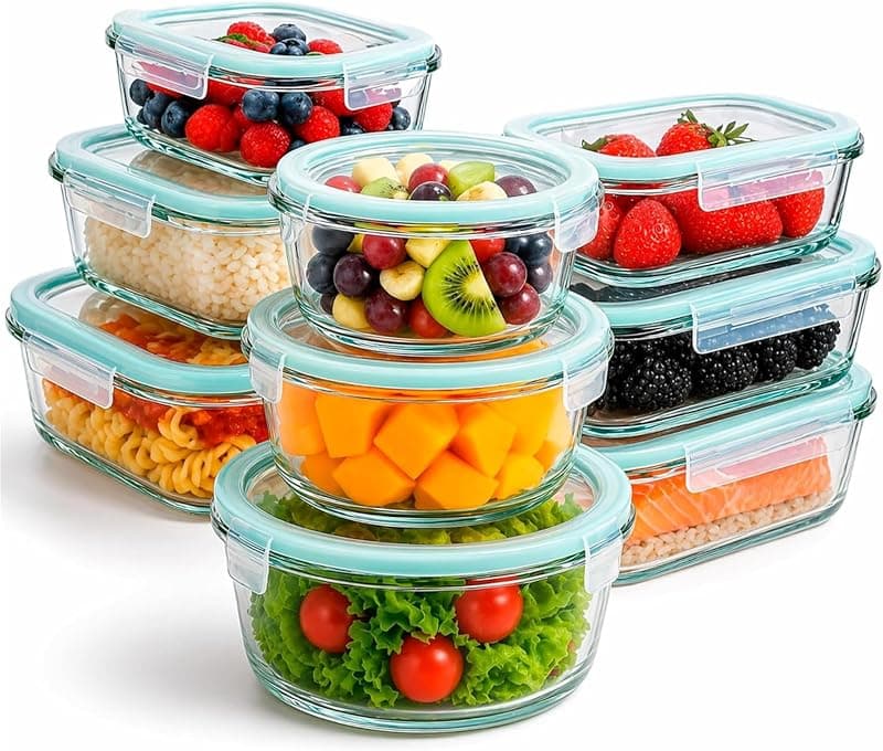 edihome — Boîtes Alimentaires Hermétiques en Verre (9 récipients)
