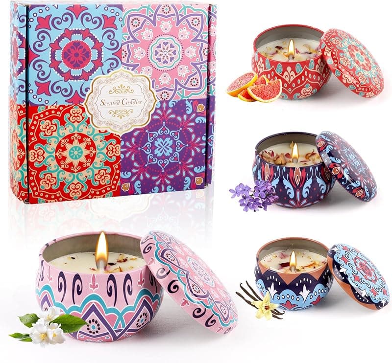 Lot de 4 Bougies d'Aromathérapie en Cire de Soja