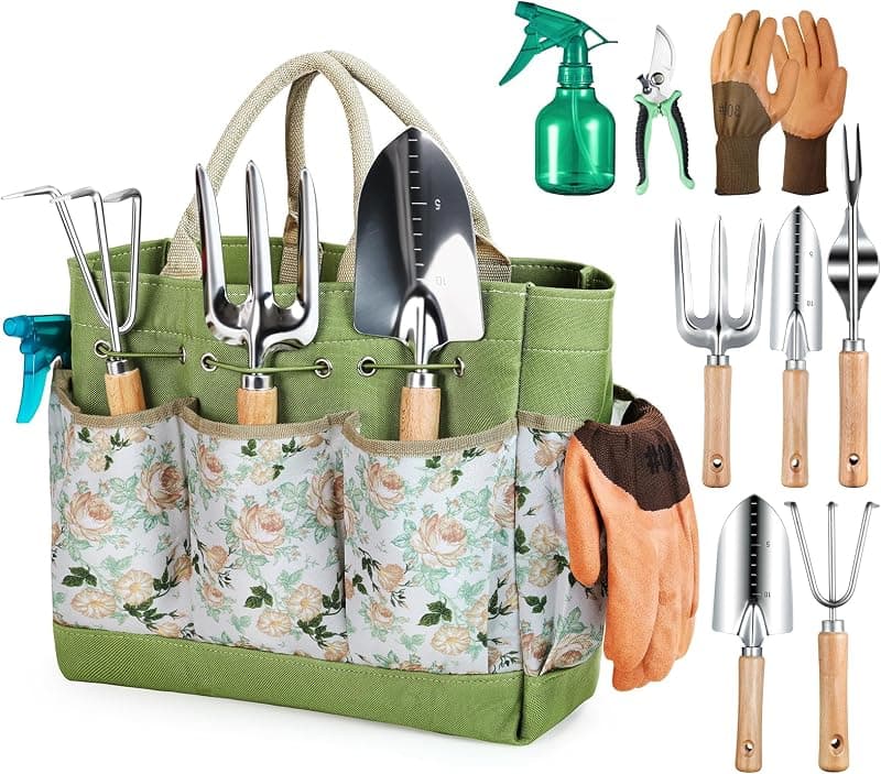 Grenebo — Set 9 Outils de Jardinage avec Sac XL, Arrosoir et Gants