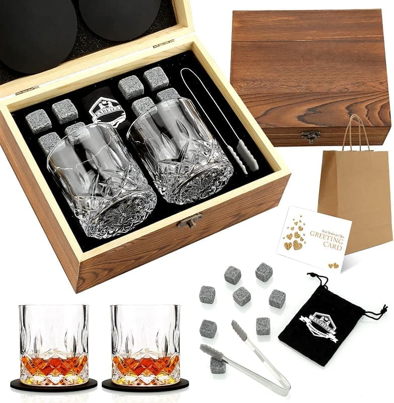 EXREIZST — Coffret Whisky Verres Cristal & Pierres Refroidissantes