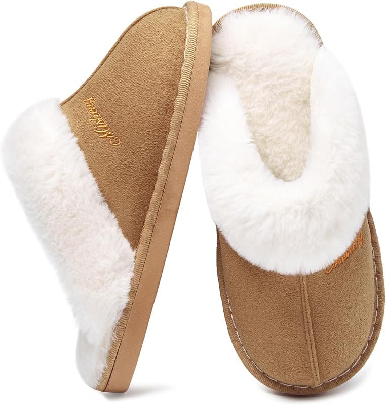 Chaussons Mémoire de Forme Doublés Fausse Fourrure