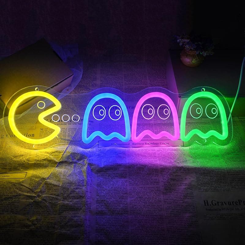 Panneau néon LED Arcade rétro 3D fait main