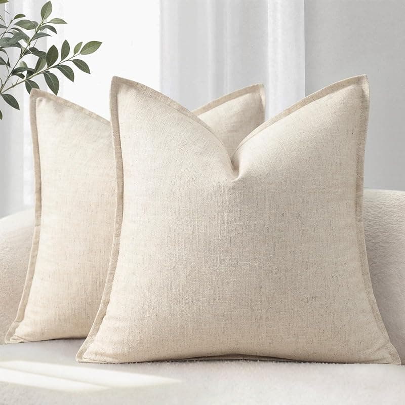 Housses de coussin en lin naturel — lot de 2, beige