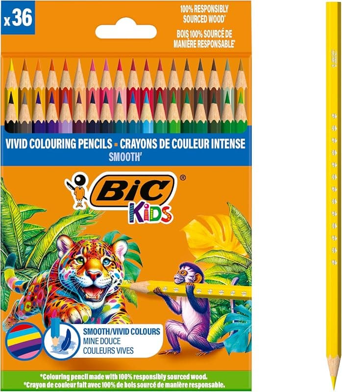 BIC Kids — Crayons de couleur bois responsable, lot de 36