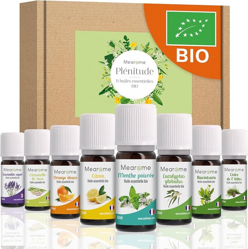 Mearome — Coffret 8 Huiles Essentielles BIO distillées en France